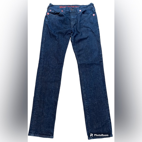 True Religion Manchester Dk Blue Mens Jeans with red label, Size 32, inseam 33” - Picture 2 of 12